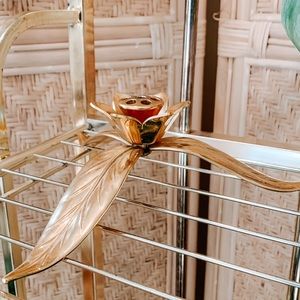 RARE Vintage Gold Brass Flower Petal Ashtray Decor